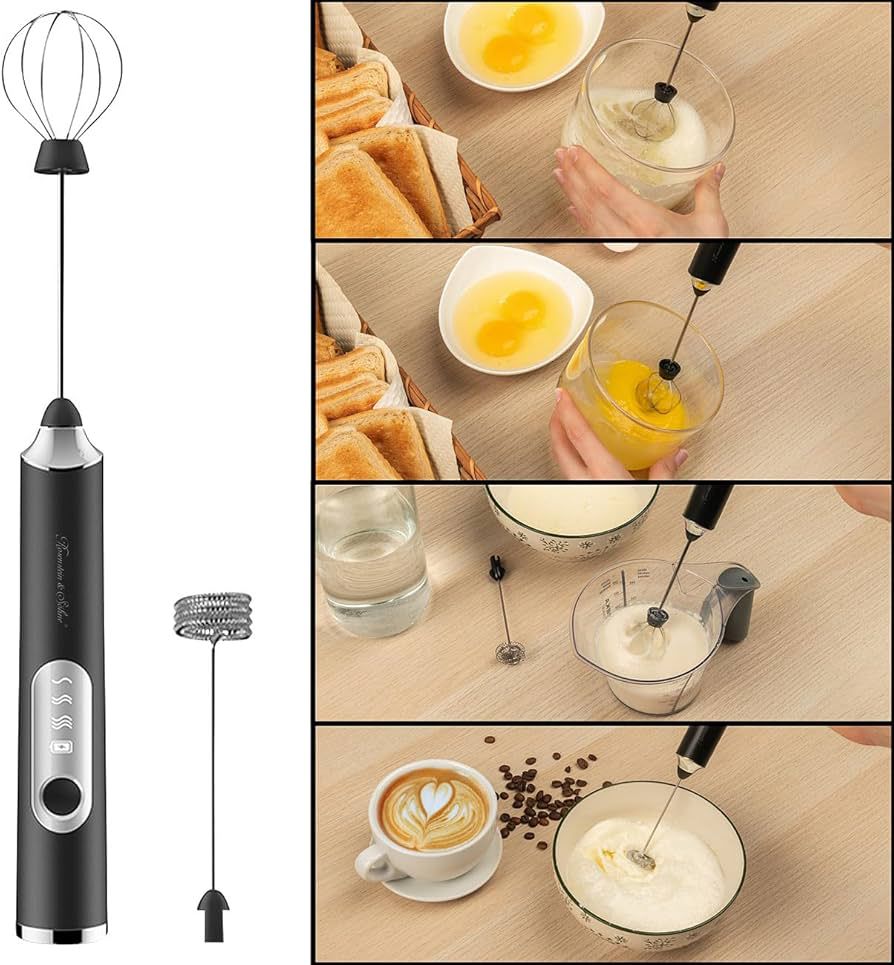 2-in-1 Rechargeable Milk Frother & Hand Mixer | USB Electric Coffee Foam Maker
