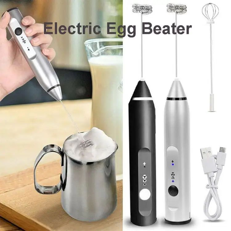 2-in-1 Rechargeable Milk Frother & Hand Mixer | USB Electric Coffee Foam Maker