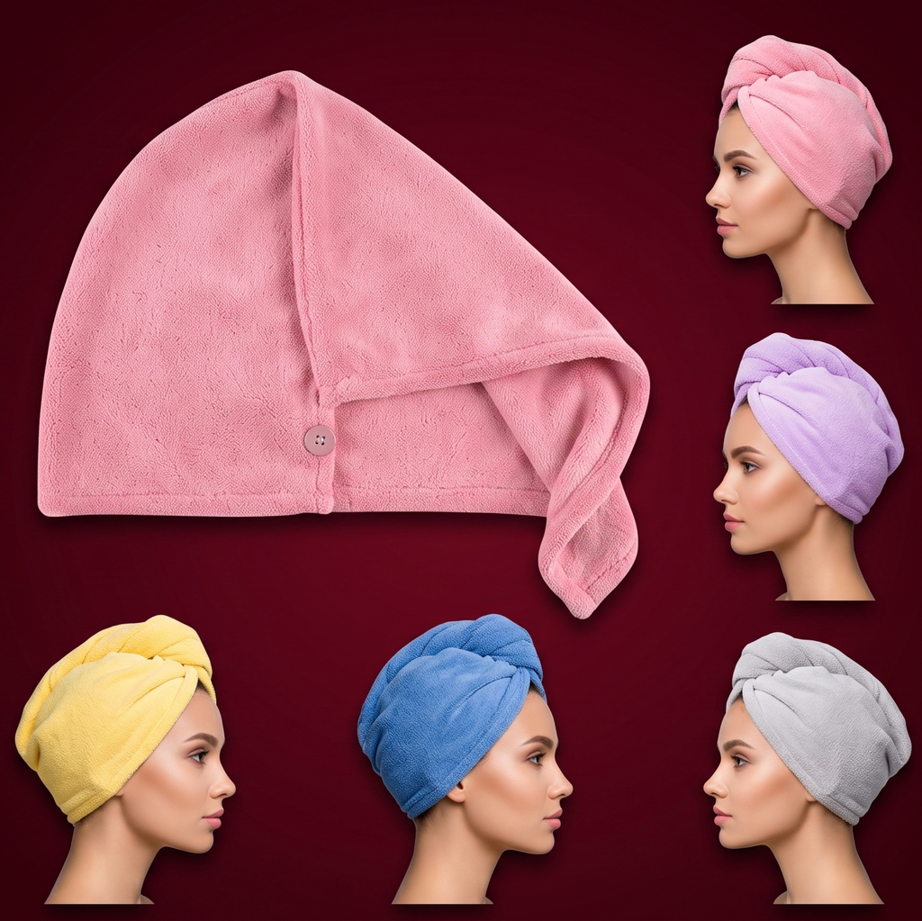 Super Absorbent Microfiber Hair Towel Wrap | Quick-Dry Bath Cap