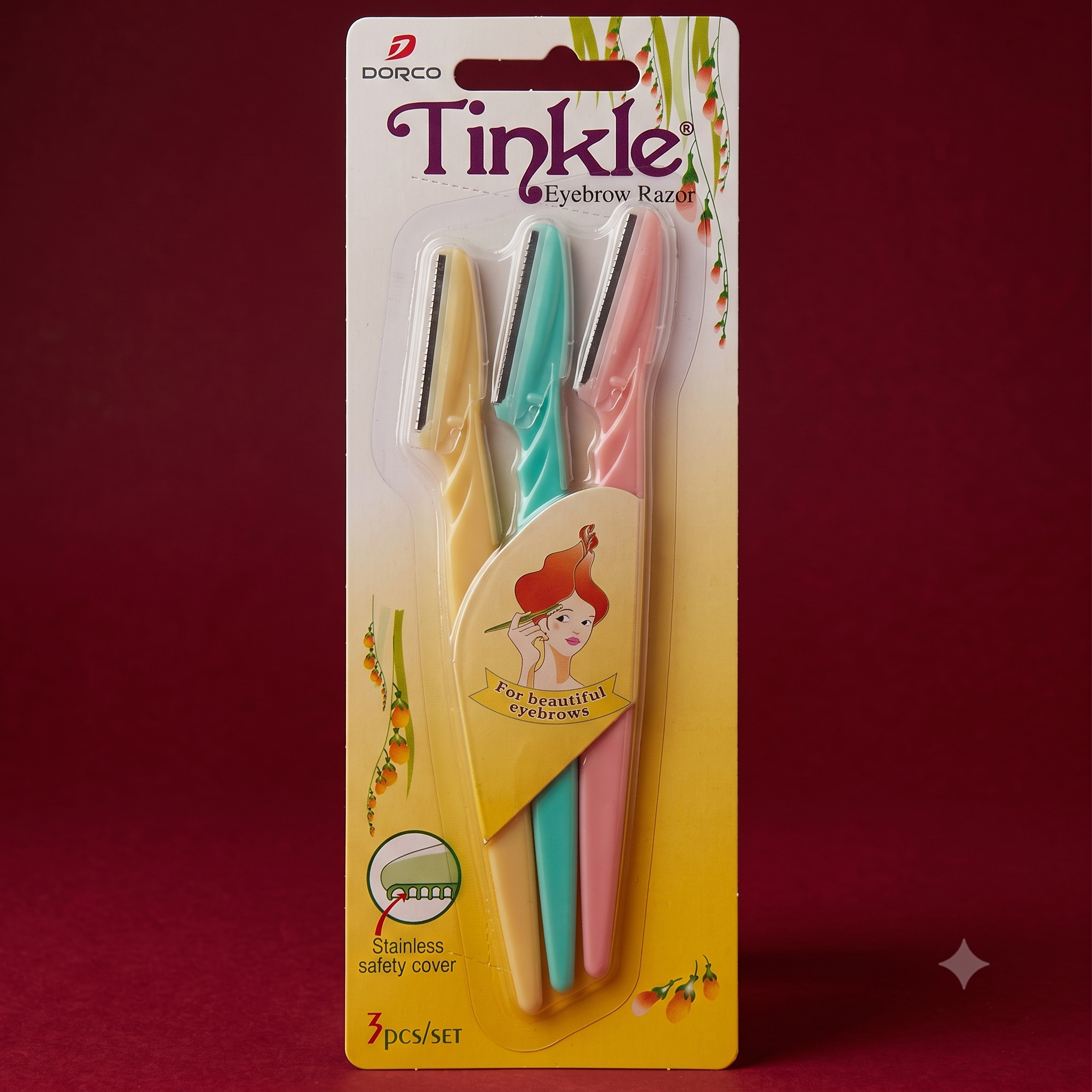 Original Tinkle Eyebrow Razor & Facial Hair Remover (3-Pack) | Painless Dermaplaning Tool