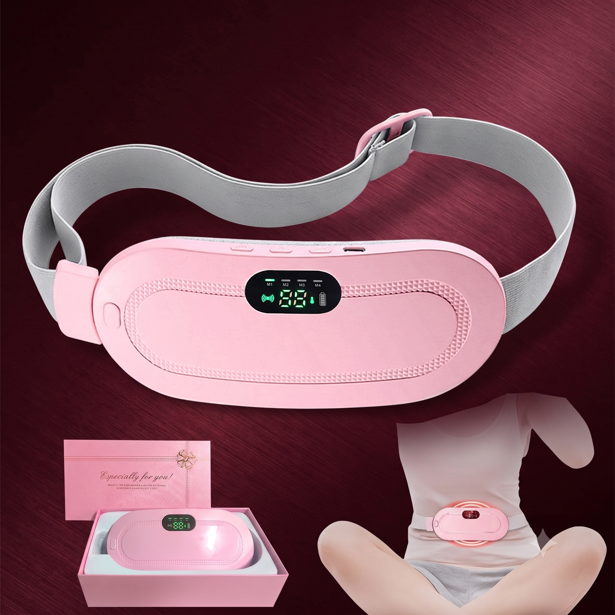 Portable Menstrual Heating Pad & Massage Belt | Electric Cramp Relief Massager
