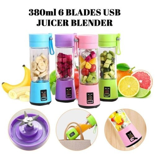 380ml Portable Juicer Cup & Mini Blender | 6-Blade USB Rechargeable Mixer