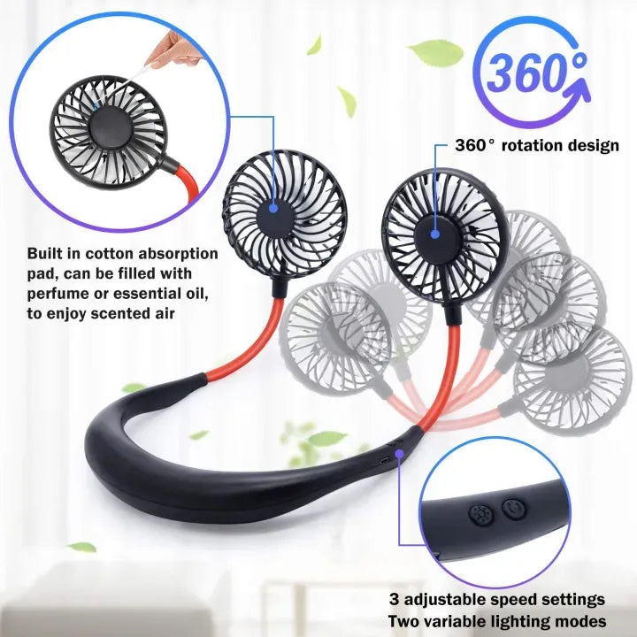 Ultimate 360° Hands-Free Neck Fan | Powerful, Quiet & Lightweight Cooling