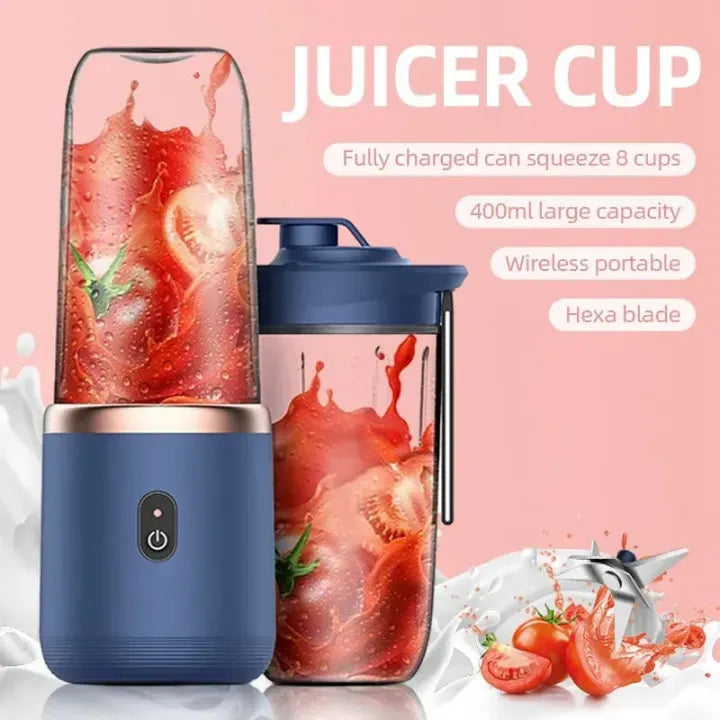 600ml Portable Electric Blender & Juicer | 6-Blade USB Rechargeable Mixer with Detachable Jug