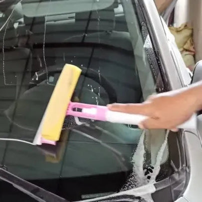 2-in-1 Double Sided Glass Squeegee & Sponge | Car & Window Cleaning Wiper