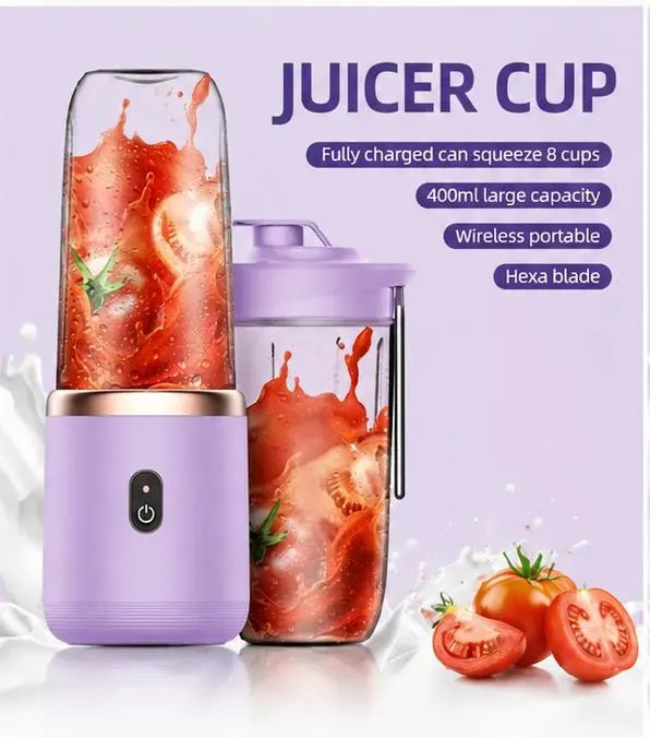 600ml Portable Electric Blender & Juicer | 6-Blade USB Rechargeable Mixer with Detachable Jug