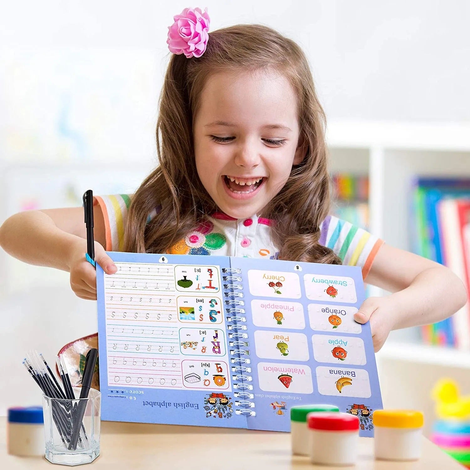 SANK Reusable Magic Practice Copybook Set | 4 Kids Handwriting Books + Pen & 10 Refills