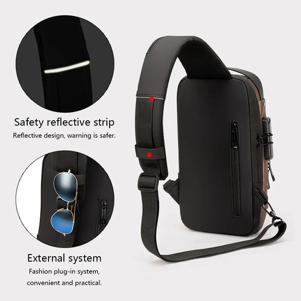 Anti-Theft Waterproof Sling Bag with USB Charging | Men's Crossbody Shoulder Pack
