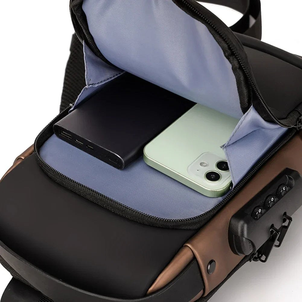 Anti-Theft Waterproof Sling Bag with USB Charging | Men's Crossbody Shoulder Pack