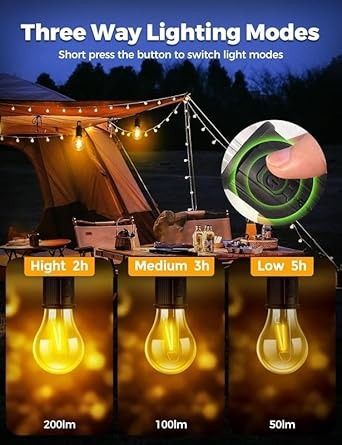 Ultimate Portable LED Hanging Light | Bright 3-Mode Rechargeable Camp Bulb