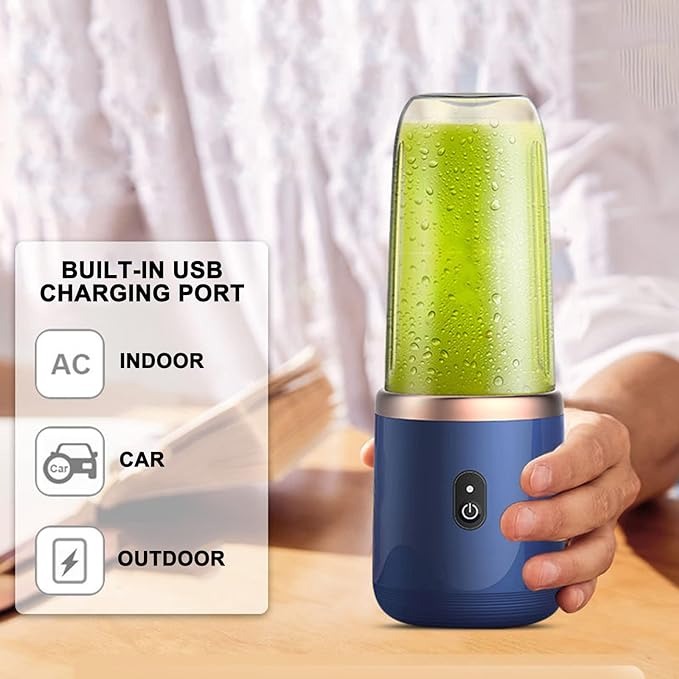 600ml Portable Electric Blender & Juicer | 6-Blade USB Rechargeable Mixer with Detachable Jug