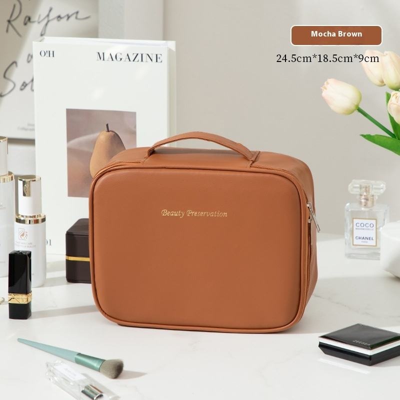 Ultimate Luxury Travel Makeup Case | Spill-Proof PU Leather Beauty Organizer