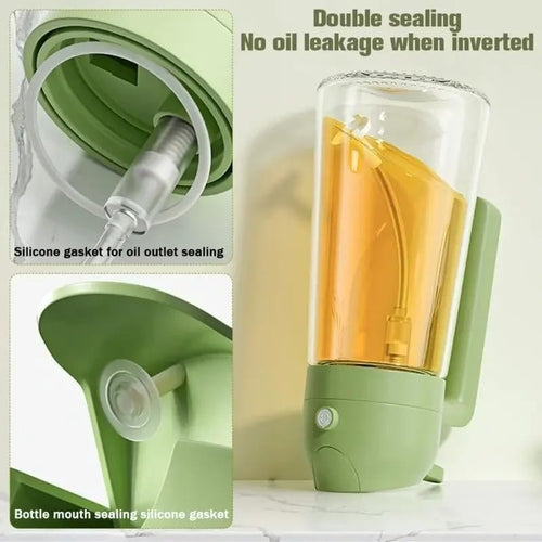 Multi-Purpose 2-in-1 Glass Oil Sprayer Bottle (450ml) | Stainless Steel Olive Oil Dispenser & Kitchen Gadget